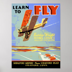 Leer vliegen Oude Poster Gerestaureerd