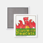 Leer Welsh Podcast Logo Magnet Magneet (Voorkant / Achterkant)