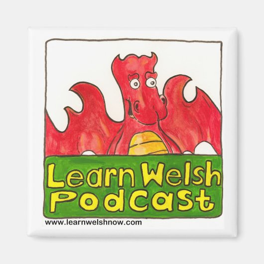 Leer Welsh Podcast Logo Magnet Magneet (Voorkant)