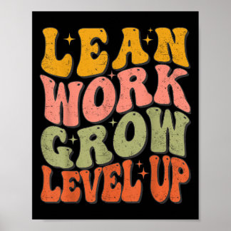 Leer werk Grow Level Up Retro Groovy Motivatie Poster