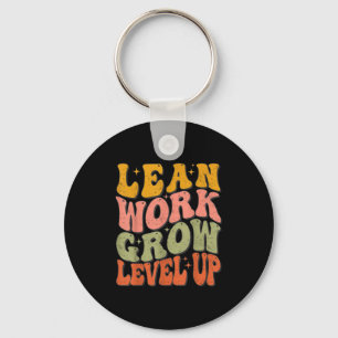 Leer werk Grow Level Up Retro Groovy Motivatie Sleutelhanger