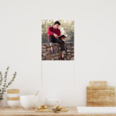 Leerboek van de student en Zitten op Stone Wall Poster (Keuken)