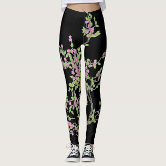 Leerboom met bloemen leggings