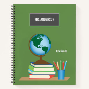 Leerbureau Wereld Wereldbol Stack of Books Notitie Notitieboek