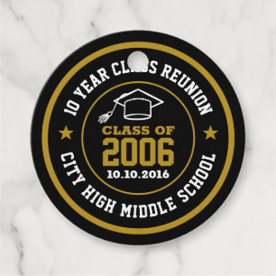 Leerjaar van de Reunion College op de middelbare s Bedankjes Labels