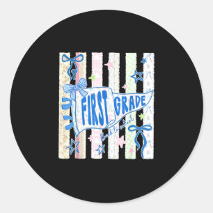 Leerkracht eerste klas 1e klas wimpel vlag terug n ronde sticker