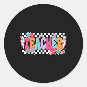 Leerkracht Leven Gelukkige Eerste Dag Van School G Ronde Sticker