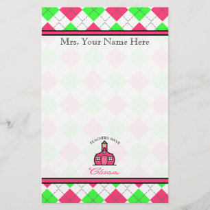Leerkrachten hebben klasse - Roze en groene stijl Briefpapier