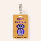 Leerkrachten Kantoor Hall Pass Badge (Achterkant met clip)
