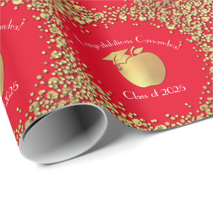 Leerkrachten Onderwijs Afstuderen Red Gold Cadeaupapier