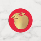 Leerkrachten Onderwijs Afstuderen Red Gold Confetti (Kleine voorkant)