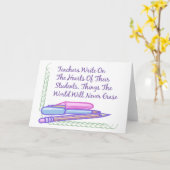 Leerkrachten schrijven op het hart van hun student kaart (Gele Bloem)