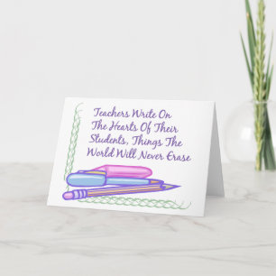 Leerkrachten schrijven op het hart van hun student kaart