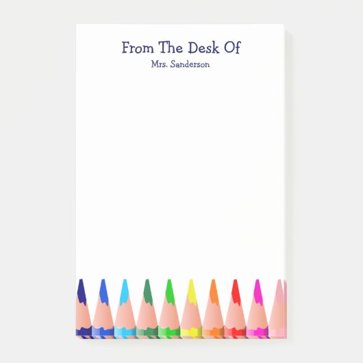 Leerleraar klaslokaal naam Cute Rainbow Pencils  Post-it® Notes (Voorkant)