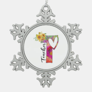 Leerleraar kunstkleerleraar tin sneeuwvlok ornament