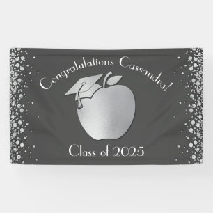 Leerleraar onderwijs Afstuderen Gray Silver Spandoek