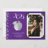 Leerleraar Onderwijs Zilver Afstuderen Paars Kaart (Voorkant)