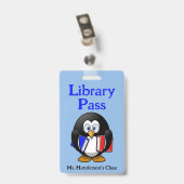 Leerleraar schoolbibliotheek Hall Pass Badge (Back with Clip)