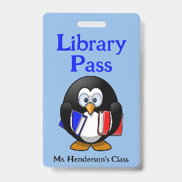Leerleraar schoolbibliotheek Hall Pass Badge