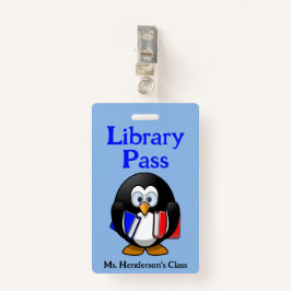 Leerleraar schoolbibliotheek Hall Pass Badge