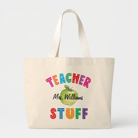 Leerleraar Stuff Green Apple Canvas tas (Voorkant)