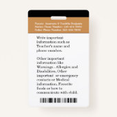 Leerling Foto School ID Identificatie Kaarten Badge (Achterkant)