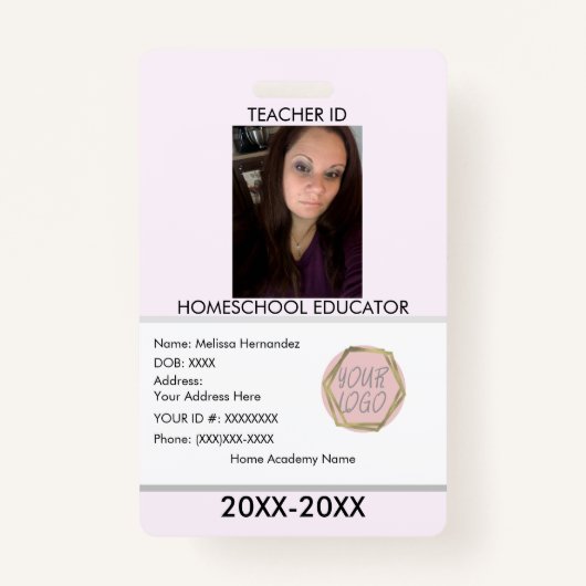Leerling Homeschoting School Mam ID Roze badge (Voorkant)
