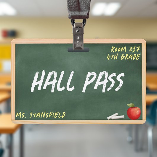 Leerling Student Bathroom Hall Pass Chalkboard Badge