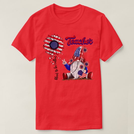 Leerling student op 4 juli Gnomes Sunflower Ameri T-shirt (Design voorkant)