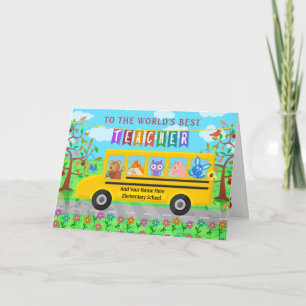 Leerlingenwaardering Bedankt   Cute bus Animals Kaart