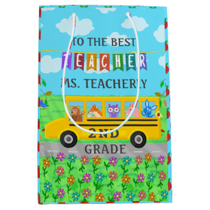 Leerlingenwaardering Bedankt   Cute bus Animals Medium Cadeauzakje