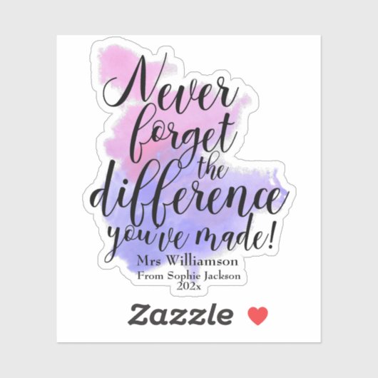 Leerlingenwaardering dag Waterverf Citaat Sticker (Vel)