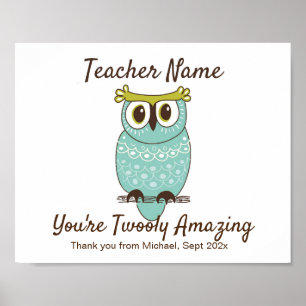 Leerlingenwaardering DIY Owl Handprint Sjabloon Poster