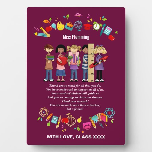 Leerlingenwaardering op aangepaste naam Cadeaus Fotoplaat (voorkant)