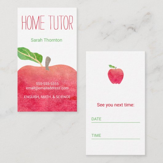 Leerprogramma voor herbenoeming via Home Tutor Afsprakenkaartje (Voorkant / Achterkant)