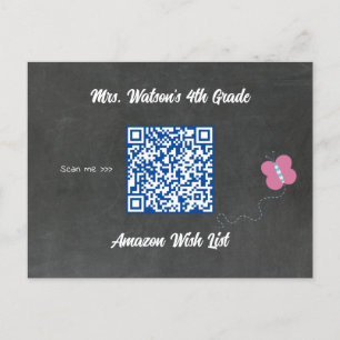 Leerschaakbord Wish List QR Code Aangepast Briefkaart