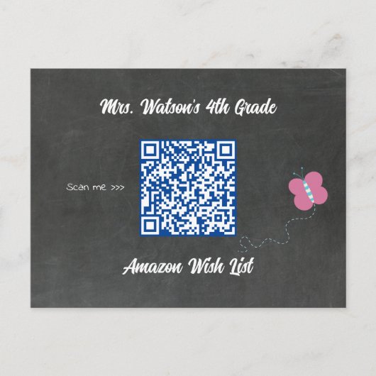 Leerschaakbord Wish List QR Code Aangepast Briefkaart (Voorkant)