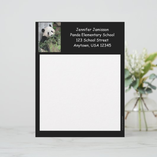 Leerschool — leerlingwezen, Panda, zwarte trim Briefhoofd Ontwerp (Staand voorkant)