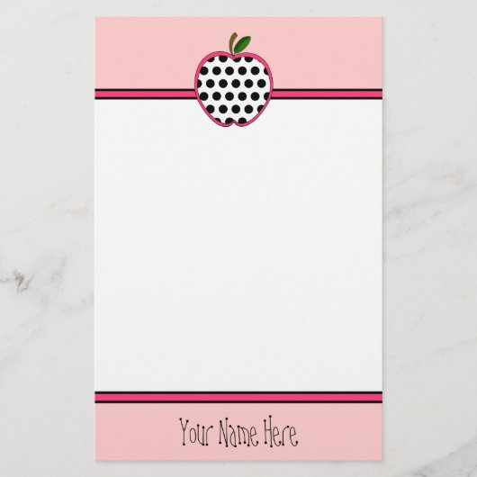 Leerschool - Polka Dot Apple Briefpapier (Voorkant)