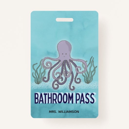 Leerschool Zee Octopus Bathroom Pass Badge (Voorkant)