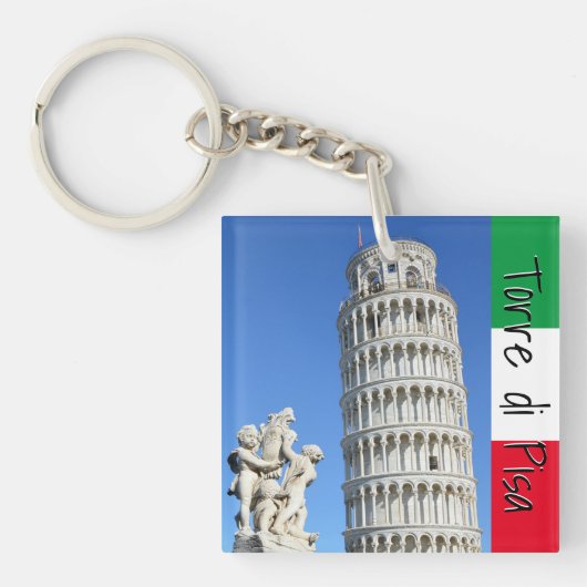 Leertoren van het beeld van Pisa en Putti Fountain Sleutelhanger (voorkant)