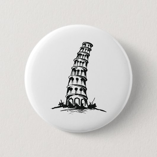 Leertoren van Pisa Ronde Button 5,7 Cm (Voorkant)