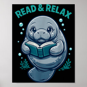 Lees & ontspan lezer boek bibliotheek manatees poster
