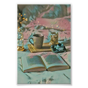 Lees Boeken, Drink Koffie Foto Afdruk