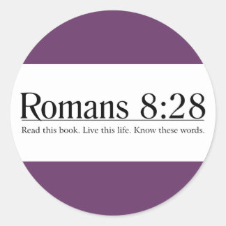 Lees de BijbelRomeinen 8:28 Ronde Sticker
