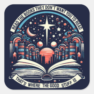 Lees de boeken die ze niet willen dat je leest vierkante sticker