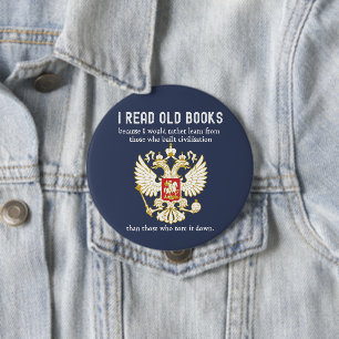 Lees de oude Boeken Conservatieve Anticultuur annu Ronde Button 4,0 Cm