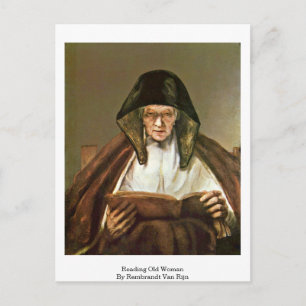 Lees de oude vrouw door Rembrandt van Rijn Briefkaart