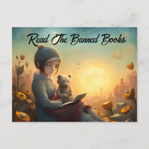 Lees de verboden boeken Meisje en Beer Lezen Briefkaart
