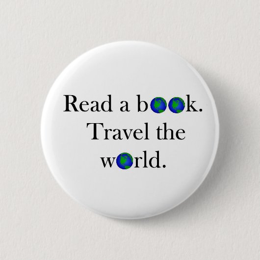 Lees een boek Reis the World Ronde Button 5,7 Cm (Voorkant)